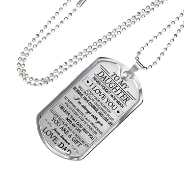 Father To My Daughter Dog Tag Necklace For Little Girl - Dad Daughter Gifts Luxu
